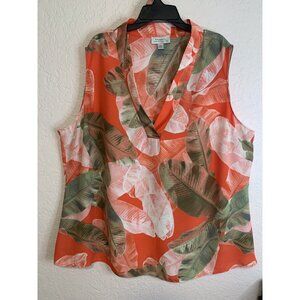 Tahari by Arthur S Levine Sleeveless Floral V-neck Top 2X